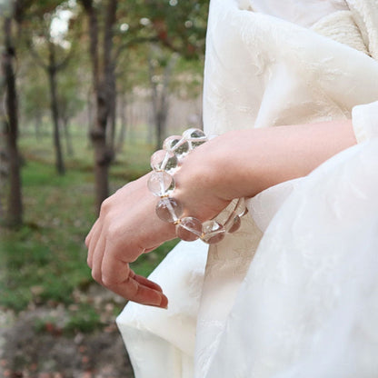 13mm氷魄融金天然水晶腕輪ブラジル白水晶手串