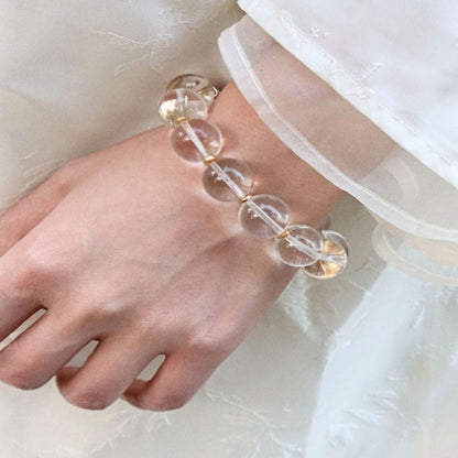 13mm氷魄融金天然水晶腕輪ブラジル白水晶手串