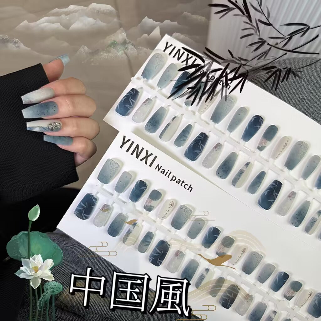 国風青釉磨砂中国風レトロな竹の葉の甲にぼかし