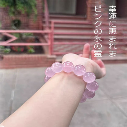 天然の粉の水晶の腕輪女性モザンビークの星明かり粉の晶の水晶の原石の手串桃の花を招き