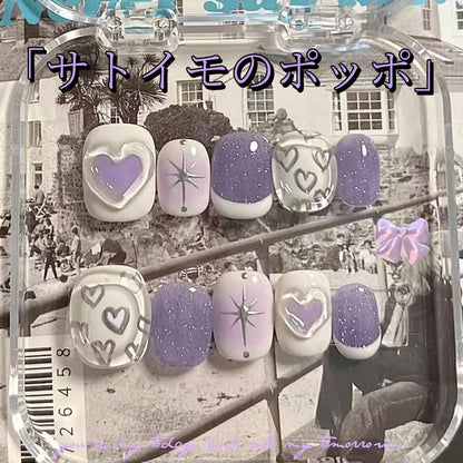 芋泥波波手画落書き紫の味が優しく見えます白短方円甲を身に着け