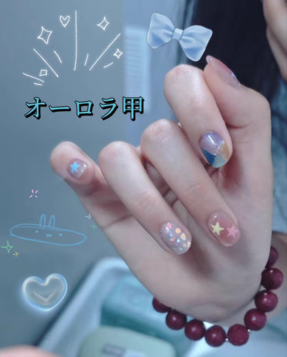 星光跳跳糖夏ドーパミン夢幻猫の目のような童話可愛くて手描き別格の短い方円甲を身に着け