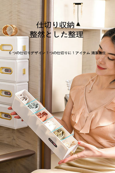 家庭用壁掛け式引出し型下着収納ボックス、洋服ワードローブ用のパンツ・ブラ・靴下収納、家庭用整理用透明仕切り収納