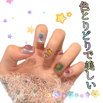 夢幻ドーパミンの漫画のかわいい多彩な泡遊び心遊び心キャンディーの色の短い方円を身に着け