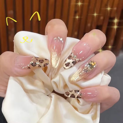 溶金豹紋フランス風雰囲気落日手手描き爆閃猫目秋のカレー色楕円着用甲