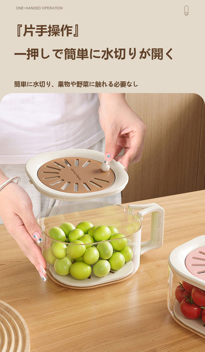 二重構造の水切り籃、家庭用の可愛い果物籃、洗浄と水切りが二合一、厚手の果物バサン、野菜洗い籃、蓋付き