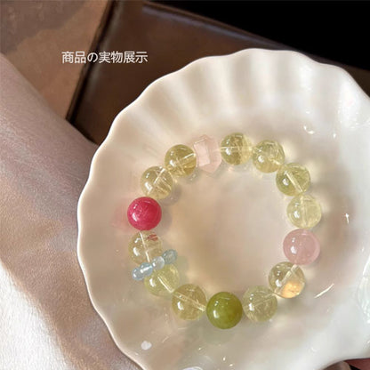 13mm天然黄阿塞の桜の雨の粉水晶岫玉の手串