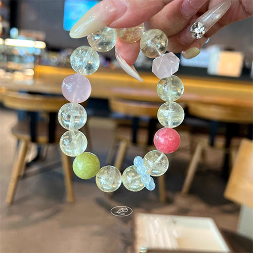 13mm天然黄阿塞の桜の雨の粉水晶岫玉の手串