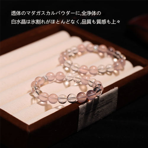 12mmの天然の粉の水晶を組み合わせて桃の花の盛んな人気を招き手串