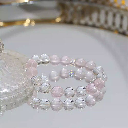 12mmの天然の粉の水晶を組み合わせて桃の花の盛んな人気を招き手串