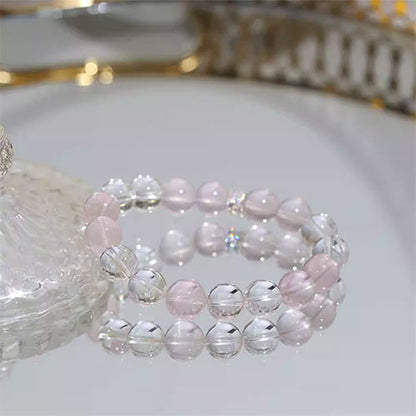 12mmの天然の粉の水晶を組み合わせて桃の花の盛んな人気を招き手串