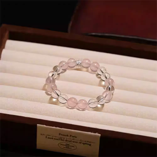 12mmの天然の粉の水晶を組み合わせて桃の花の盛んな人気を招き手串