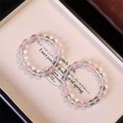 12mmの天然の粉の水晶を組み合わせて桃の花の盛んな人気を招き手串