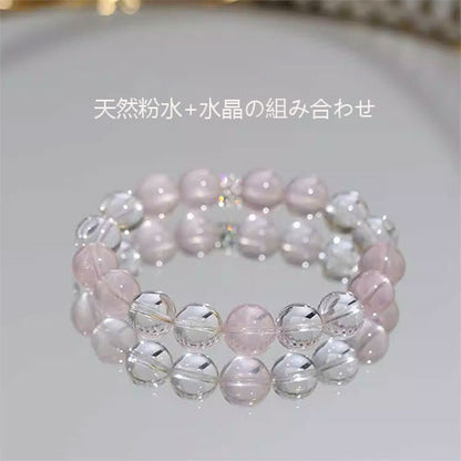 12mmの天然の粉の水晶を組み合わせて桃の花の盛んな人気を招き手串