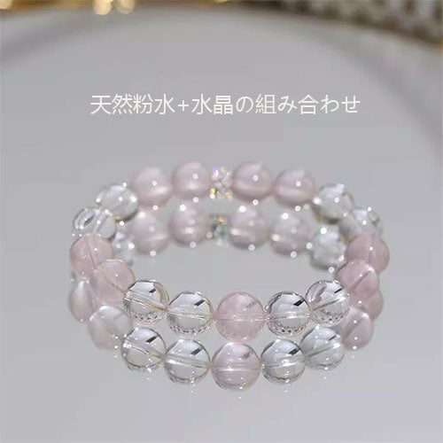 12mmの天然の粉の水晶を組み合わせて桃の花の盛んな人気を招き手串