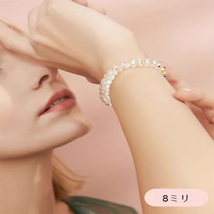 オーストリア白水晶腕輪小金豆細閃精緻天然水晶手串