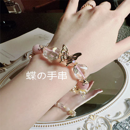 [浮靡天使]天然粉豪宝星光粉水晶腕輪