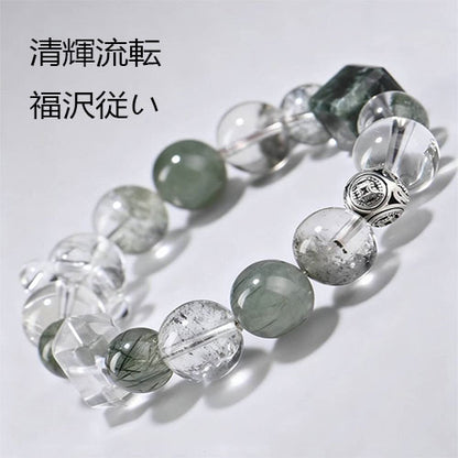 幽霊水晶の手串天然緑竜晶の手串を浄化し天然緑発晶