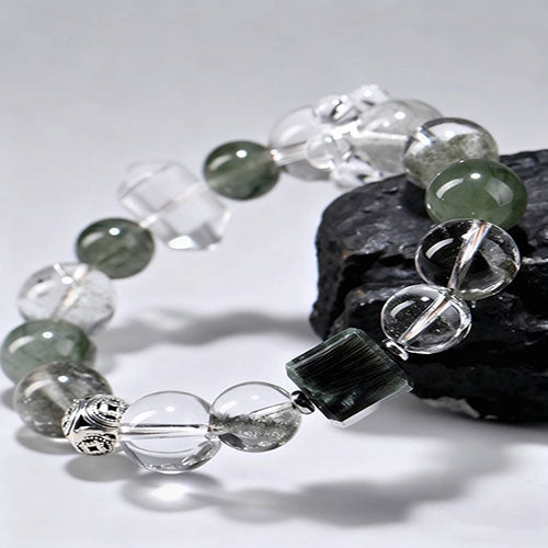 幽霊水晶の手串天然緑竜晶の手串を浄化し天然緑発晶