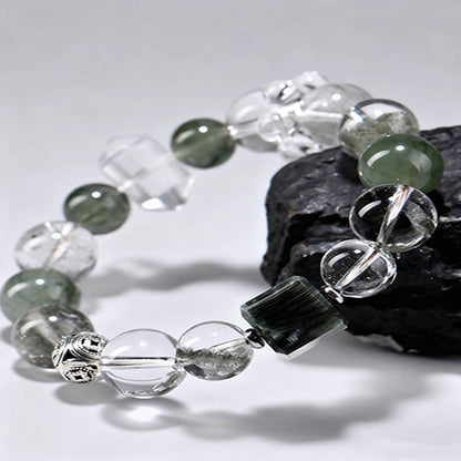 幽霊水晶の手串天然緑竜晶の手串を浄化し天然緑発晶