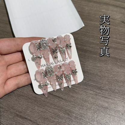 【きらびやかな夢】復雑装飾蝶バラ立体装飾高級独特細長着用甲