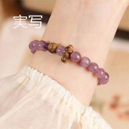 紫雲伽為晩天然ブラジル灰紫水晶沈香美水晶手串