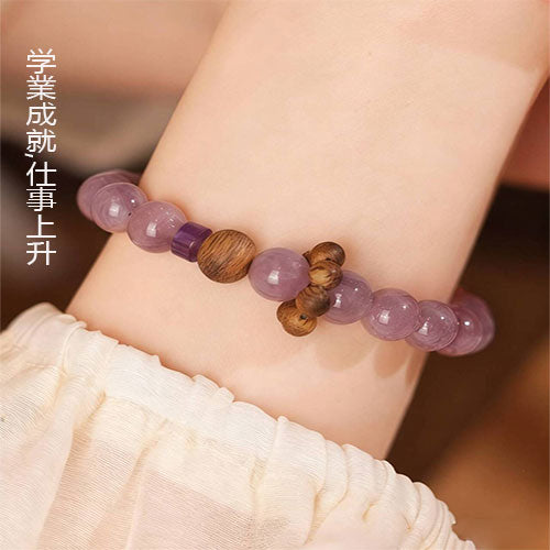 紫雲伽為晩天然ブラジル灰紫水晶沈香美水晶手串