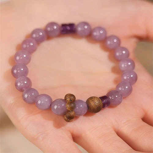 紫雲伽為晩天然ブラジル灰紫水晶沈香美水晶手串
