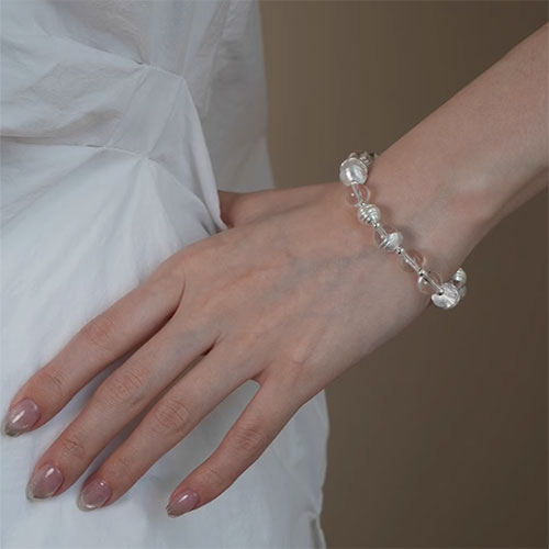 素図925銀焼白天然クリスタルパッチワーク手串洗練されたニッチなデザイン高級感のあるビーズ