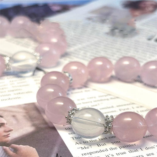 14mm大粒天然粉水晶手串粉晶高級感設計款馬粉水晶腕輪