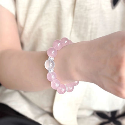14mm大粒天然粉水晶手串粉晶高級感設計款馬粉水晶腕輪