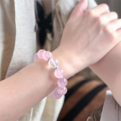 14mm大粒天然粉水晶手串粉晶高級感設計款馬粉水晶腕輪
