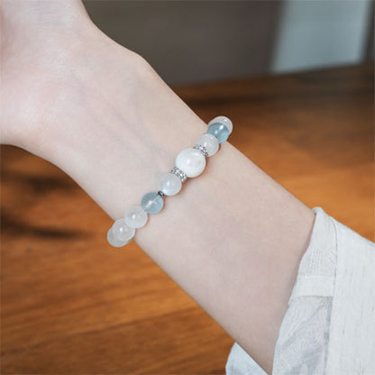 「玉雪」天然藍月光海藍宝水晶手串招き入れ