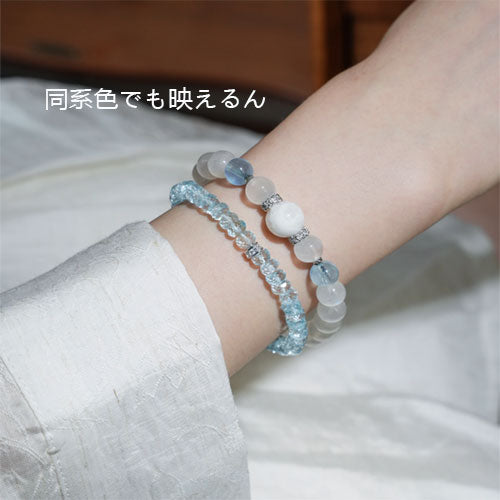 「玉雪」天然藍月光海藍宝水晶手串招き入れ