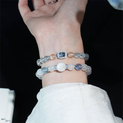 「玉雪」天然藍月光海藍宝水晶手串招き入れ