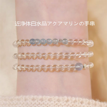 空の青雪の海藍宝の白水晶の手串の美しい腕輪女性天然の軽くて豪華