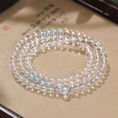 空の青雪の海藍宝の白水晶の手串の美しい腕輪女性天然の軽くて豪華