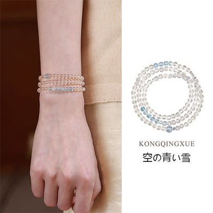 空の青雪の海藍宝の白水晶の手串の美しい腕輪女性天然の軽くて豪華