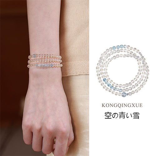 空の青雪の海藍宝の白水晶の手串の美しい腕輪女性天然の軽くて豪華