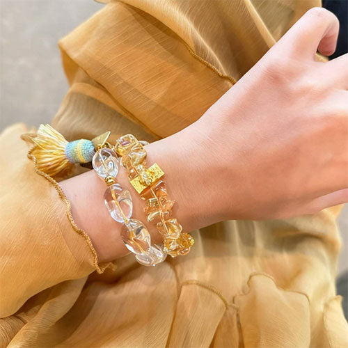 コレクション級天然高氷透異形黄水晶招き入れ瀬取り手串