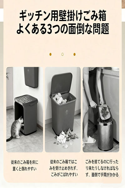 家庭用折りたたみごみ箱 キッチンの戸棚ドアに掛ける式ごみ箱 クリエイティブな分類付き厚手のごみ籠