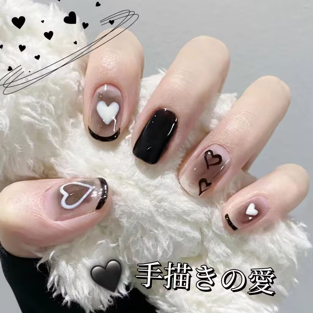 神秘的な愛心の短薄款は手で簡単に描いて甘くてクールな甲を着け