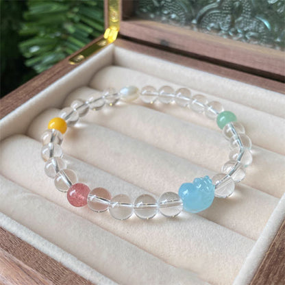 天然AA級白水晶手串女小衆設計海藍宝