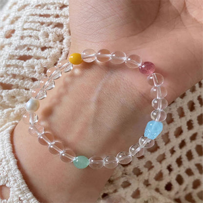 天然AA級白水晶手串女小衆設計海藍宝