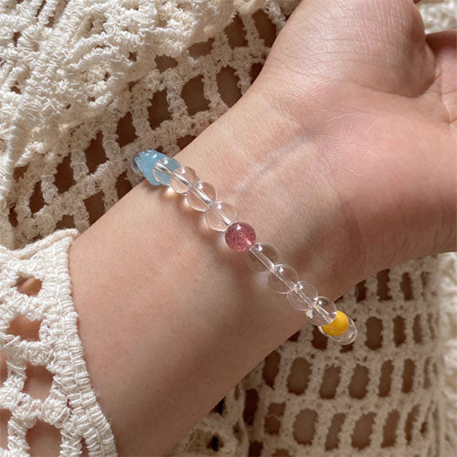 天然AA級白水晶手串女小衆設計海藍宝