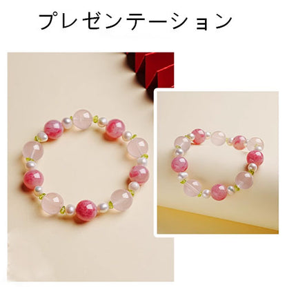 粉の水晶の腕輪の女性の款天然の粉の水晶の水晶の手串は軽くて贅沢な小さい衆の贈り物