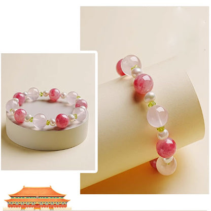 粉の水晶の腕輪の女性の款天然の粉の水晶の水晶の手串は軽くて贅沢な小さい衆の贈り物