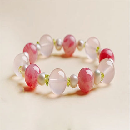 粉の水晶の腕輪の女性の款天然の粉の水晶の水晶の手串は軽くて贅沢な小さい衆の贈り物