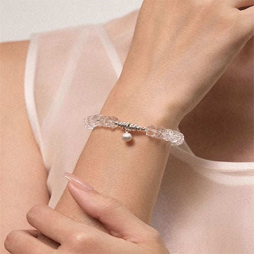 天然煉切白水晶手串S925銀設計軽奢小衆精緻