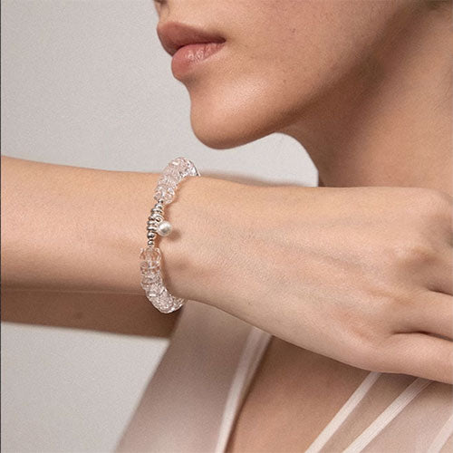 天然煉切白水晶手串S925銀設計軽奢小衆精緻